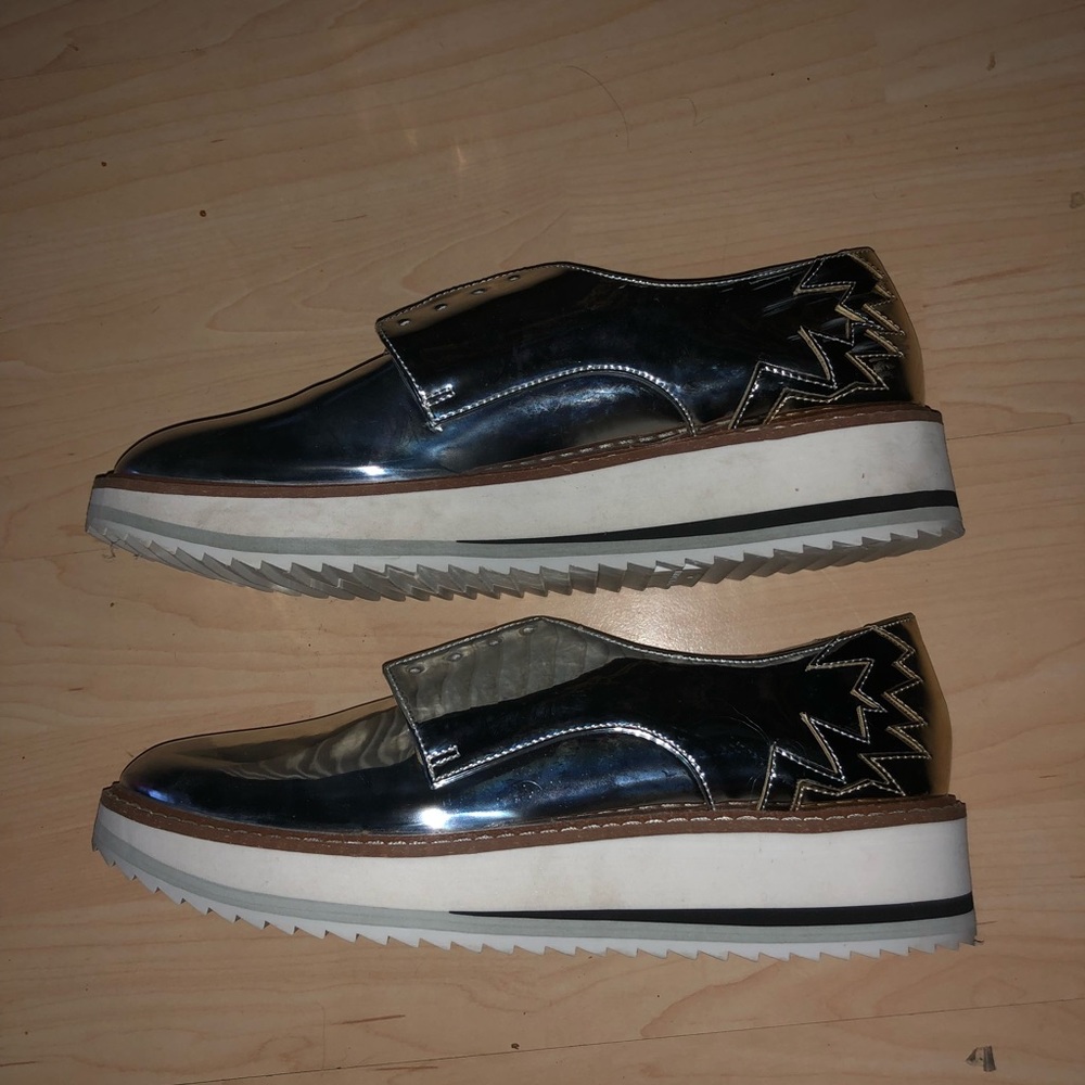Zara Silver Platform Brogues